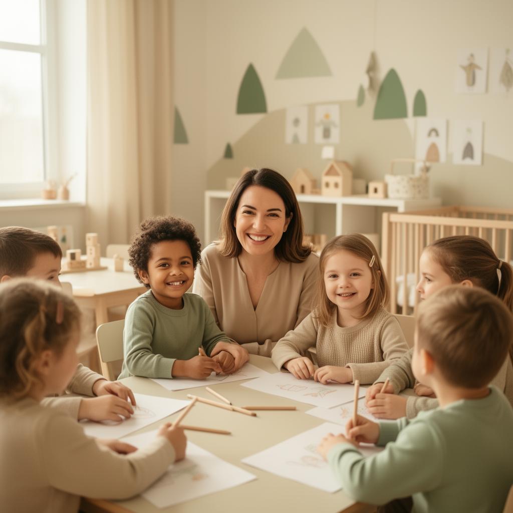 Educadora com crianças